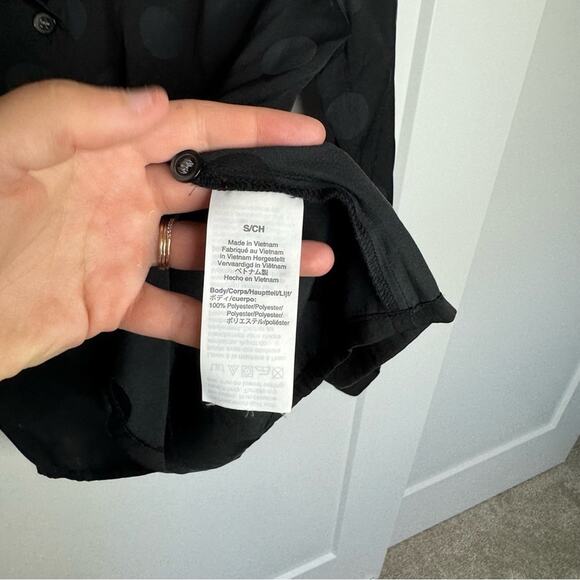 Madewell Jacquard Polka Dot Black Pajama Style Button Down Shirt Size Small - Picture 5 of 7